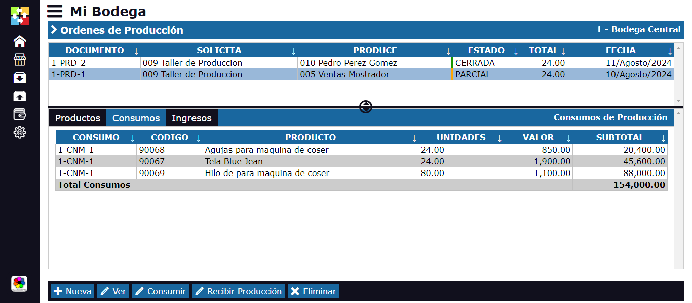 Ordenes de Producción